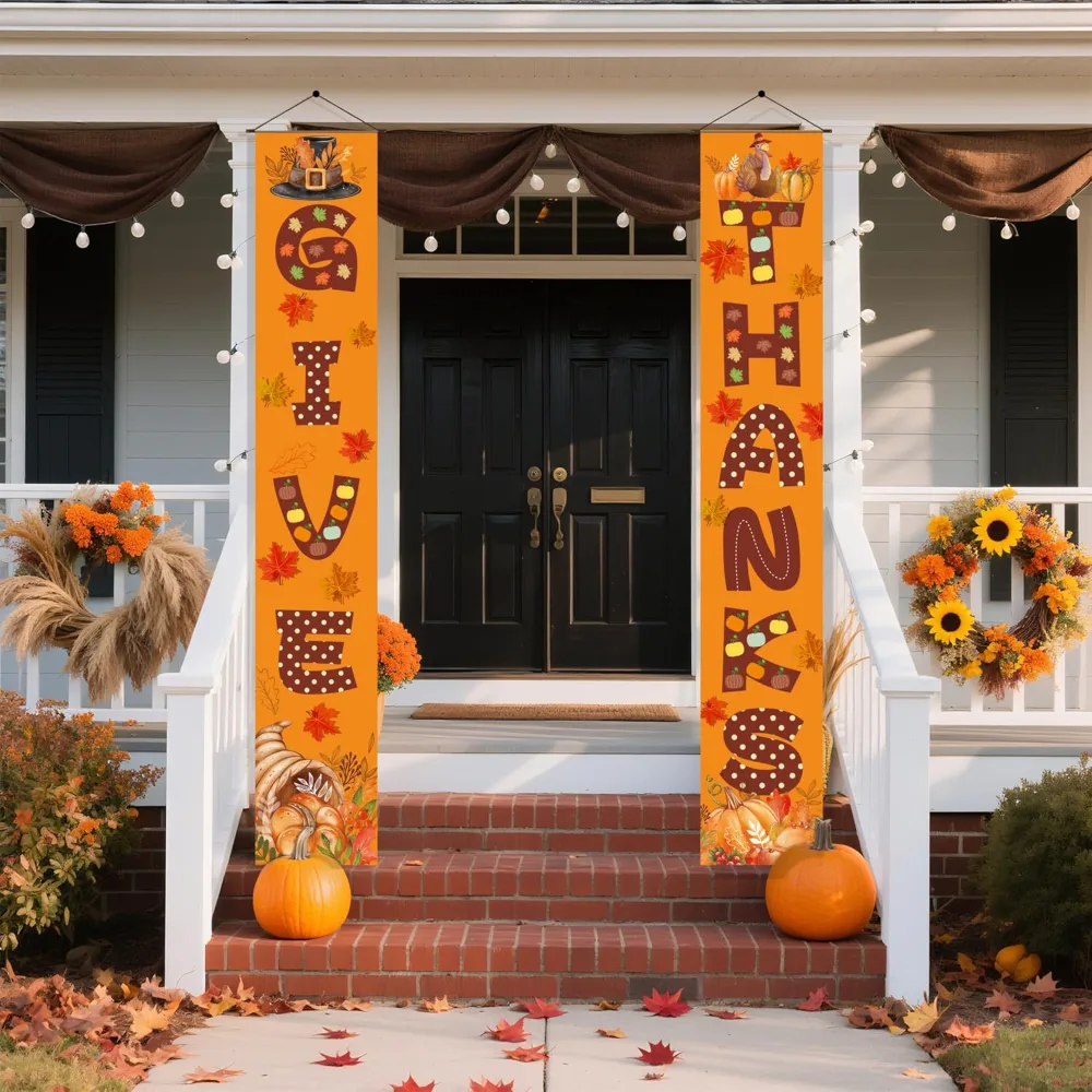 Thanksgiving Decorations GIVE THANKS Porch Banner, view 6