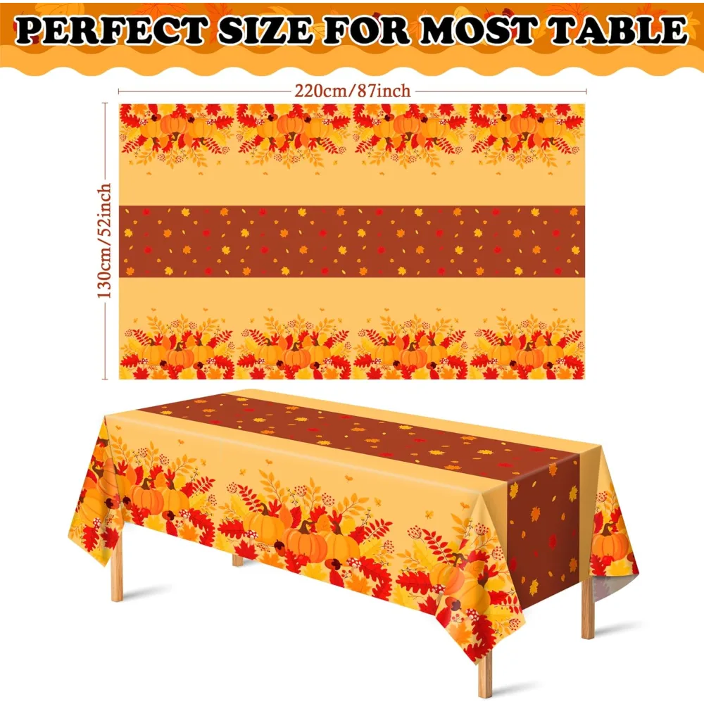Thanksgiving Decorations Plastic Fall Tablecloth, view 2