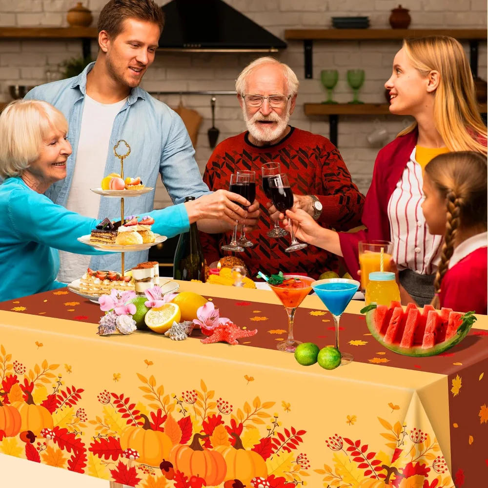 Thanksgiving Decorations Plastic Fall Tablecloth, view 5