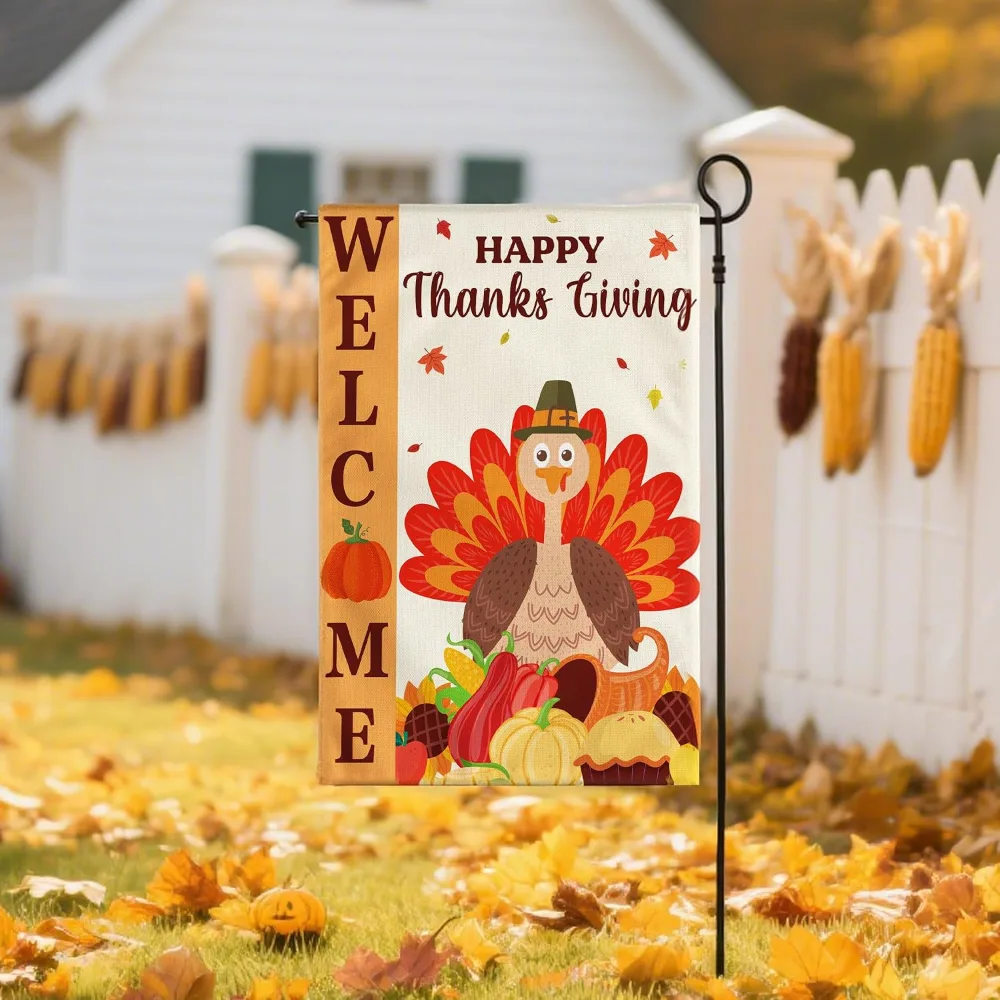 Thanksgiving Decorations Welcome Garden Flag, view 3