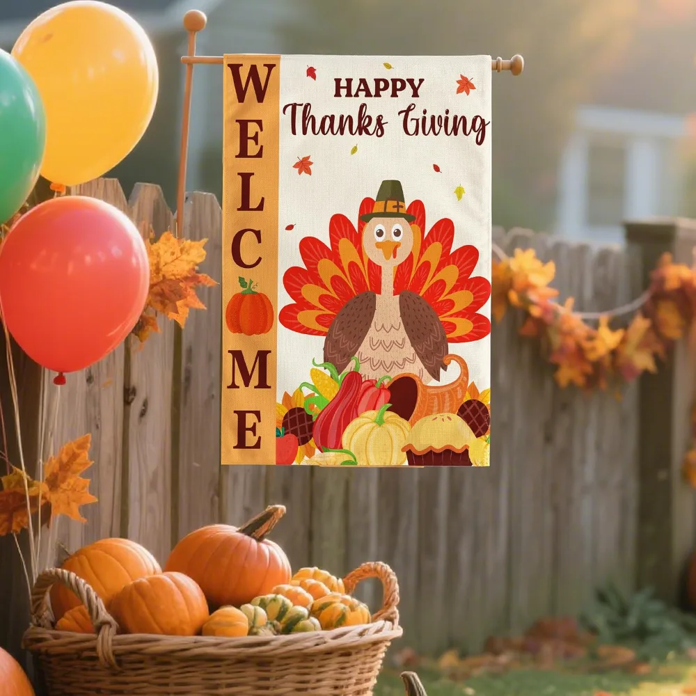 Thanksgiving Decorations Welcome Garden Flag, view 5