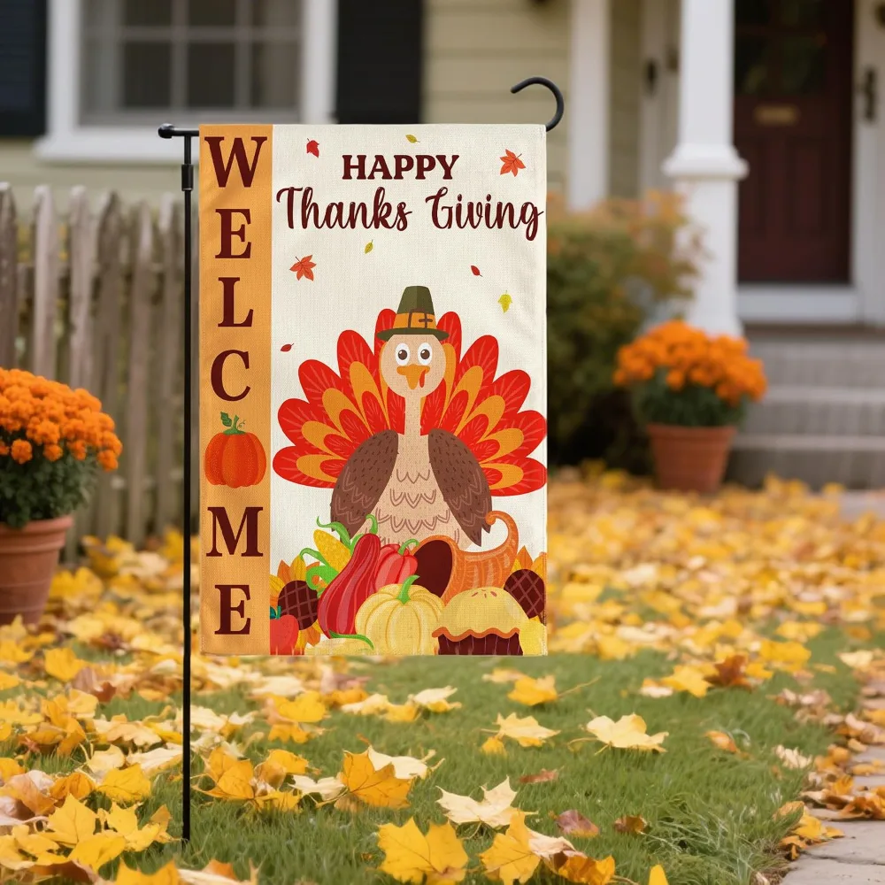 Thanksgiving Decorations Welcome Garden Flag, view 6