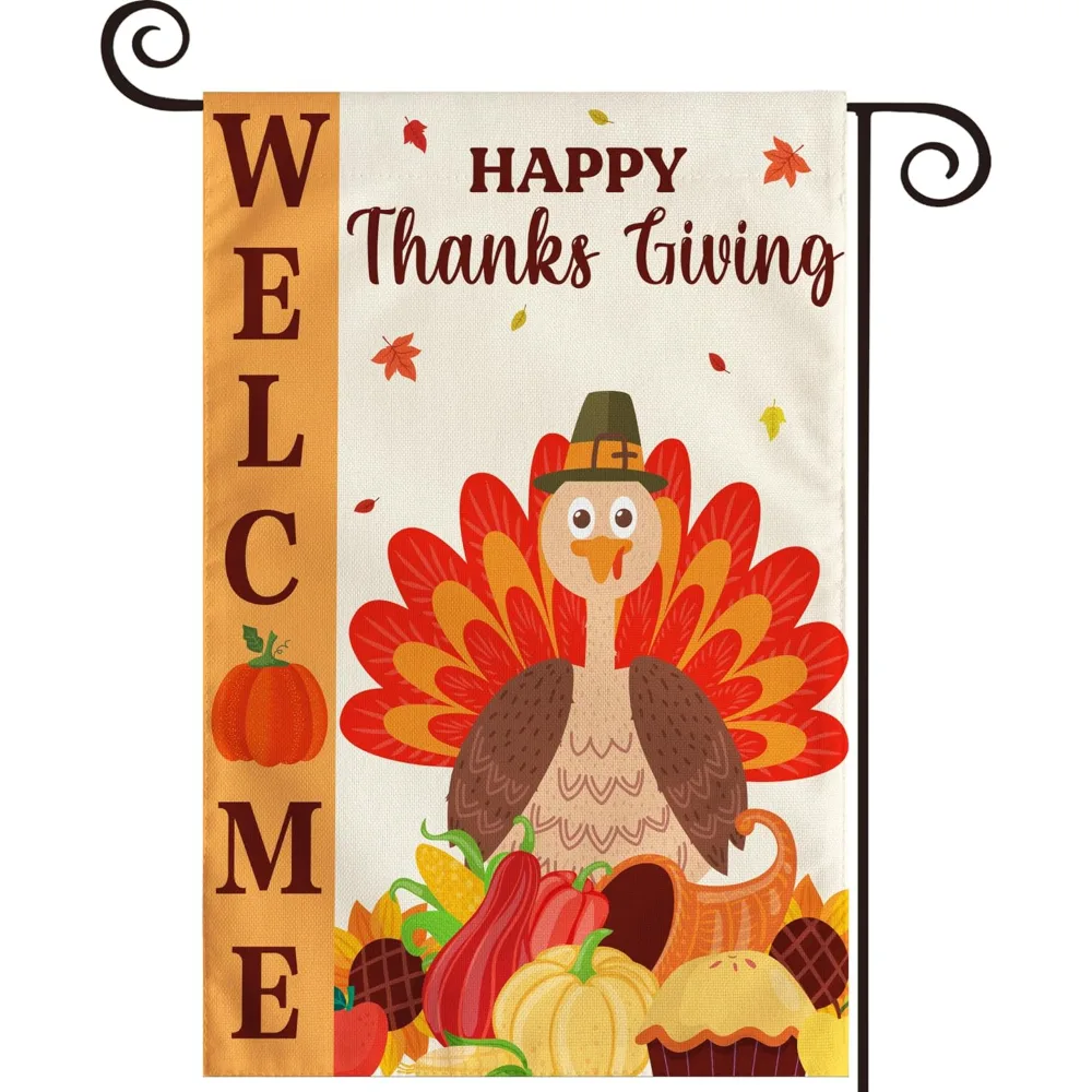 Thanksgiving Decorations Welcome Garden Flag