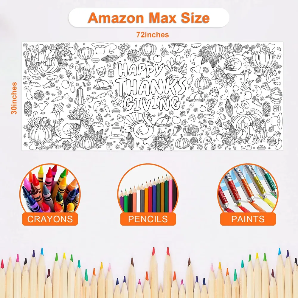 Thanksgiving Giant Coloring Poster/Tablecloth-Thanksgiving, view 2