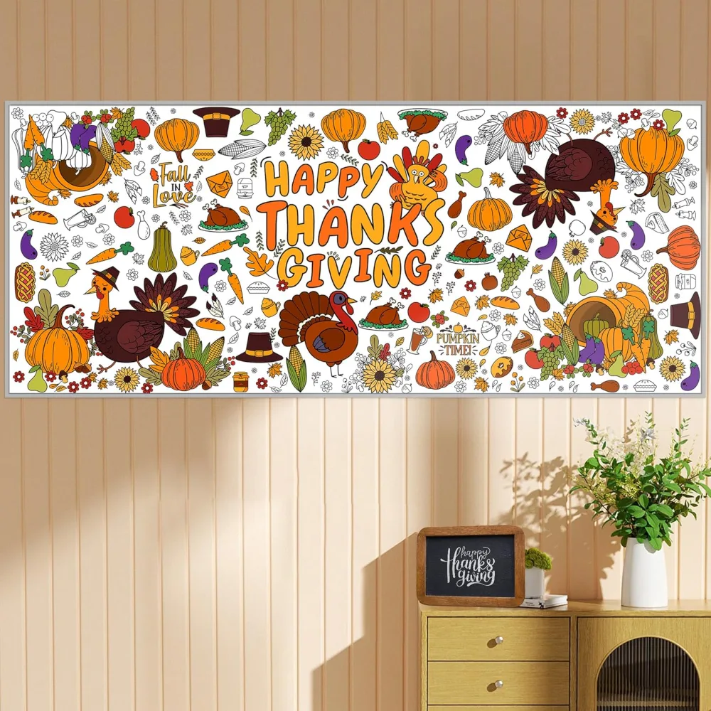 Thanksgiving Giant Coloring Poster/Tablecloth-Thanksgiving, view 4