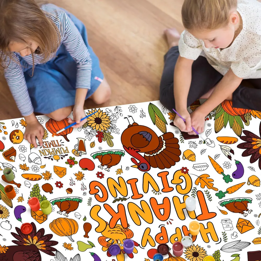 Thanksgiving Giant Coloring Poster/Tablecloth-Thanksgiving, view 5