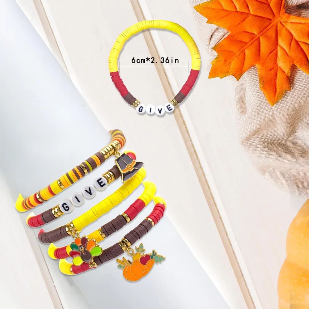 Thanksgiving Outfit Women 6 Pack Thanks Giving Bracelets, view 2