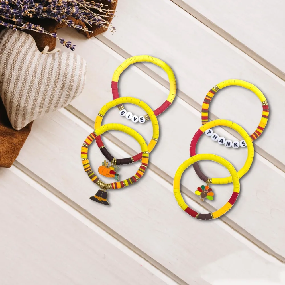Thanksgiving Outfit Women 6 Pack Thanks Giving Bracelets, view 3