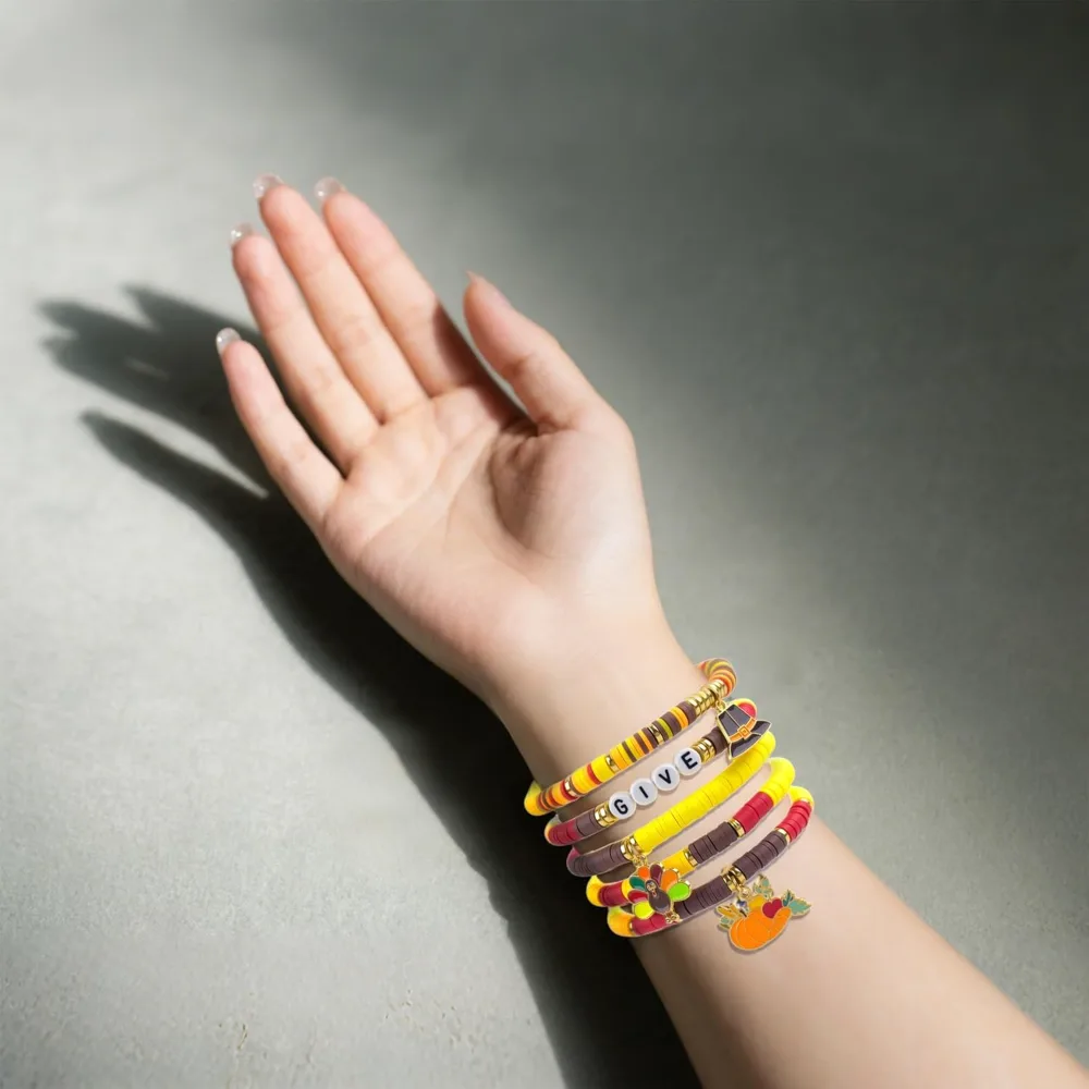 Thanksgiving Outfit Women 6 Pack Thanks Giving Bracelets, view 4