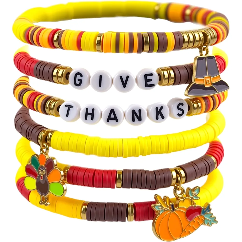 Thanksgiving Outfit Women 6 Pack Thanks Giving Bracelets