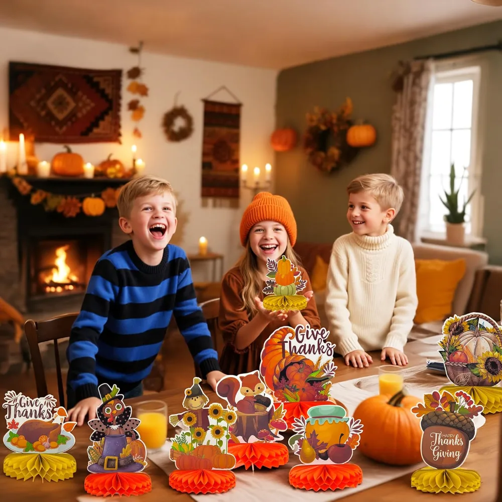 Thanksgiving Table Decor 9 PCS Honeycomb, view 6