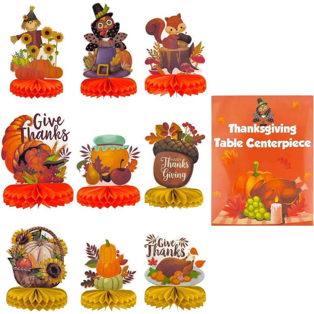 Thanksgiving Table Decor 9 PCS Honeycomb