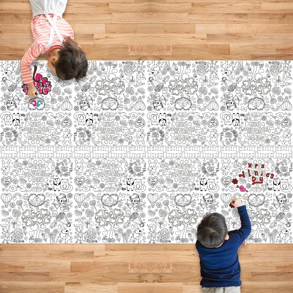Valentines Coloring Tablecloth Valentines Decorations, view 5