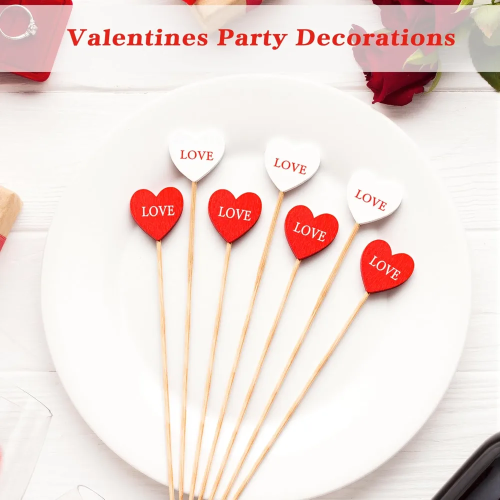 Valentines Day Decorations 50 PCS Heart Cocktail Picks, view 3