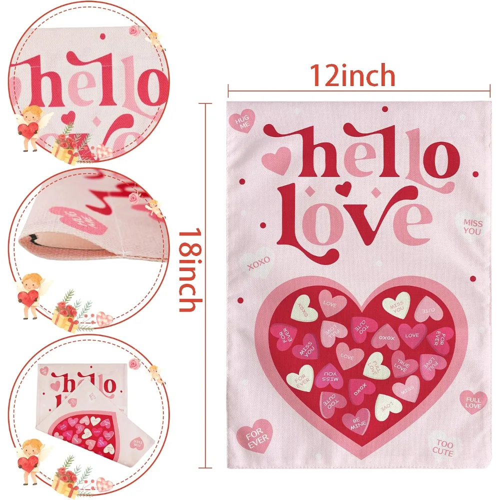 Valentines Day Decorations Heart Love Welcome Garden Flag, view 2