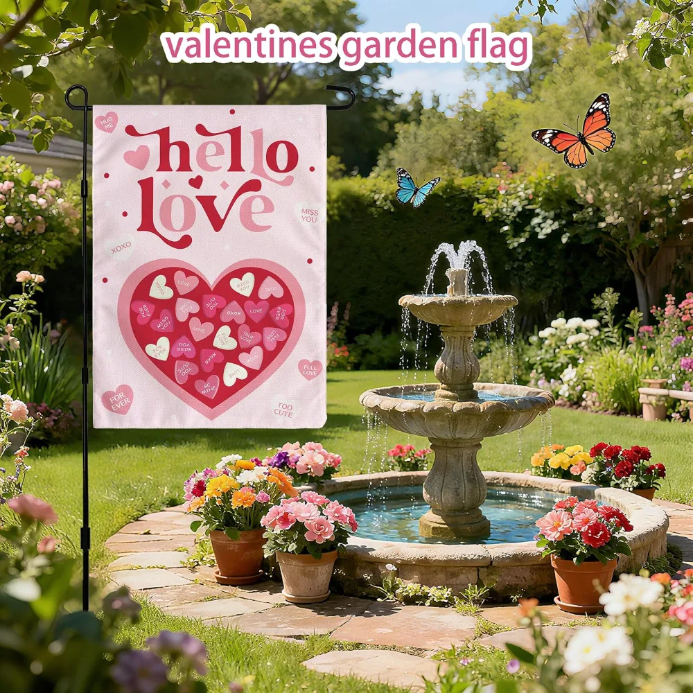 Valentines Day Decorations Heart Love Welcome Garden Flag, view 3