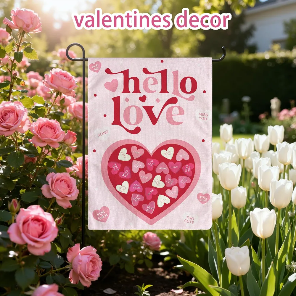 Valentines Day Decorations Heart Love Welcome Garden Flag, view 5