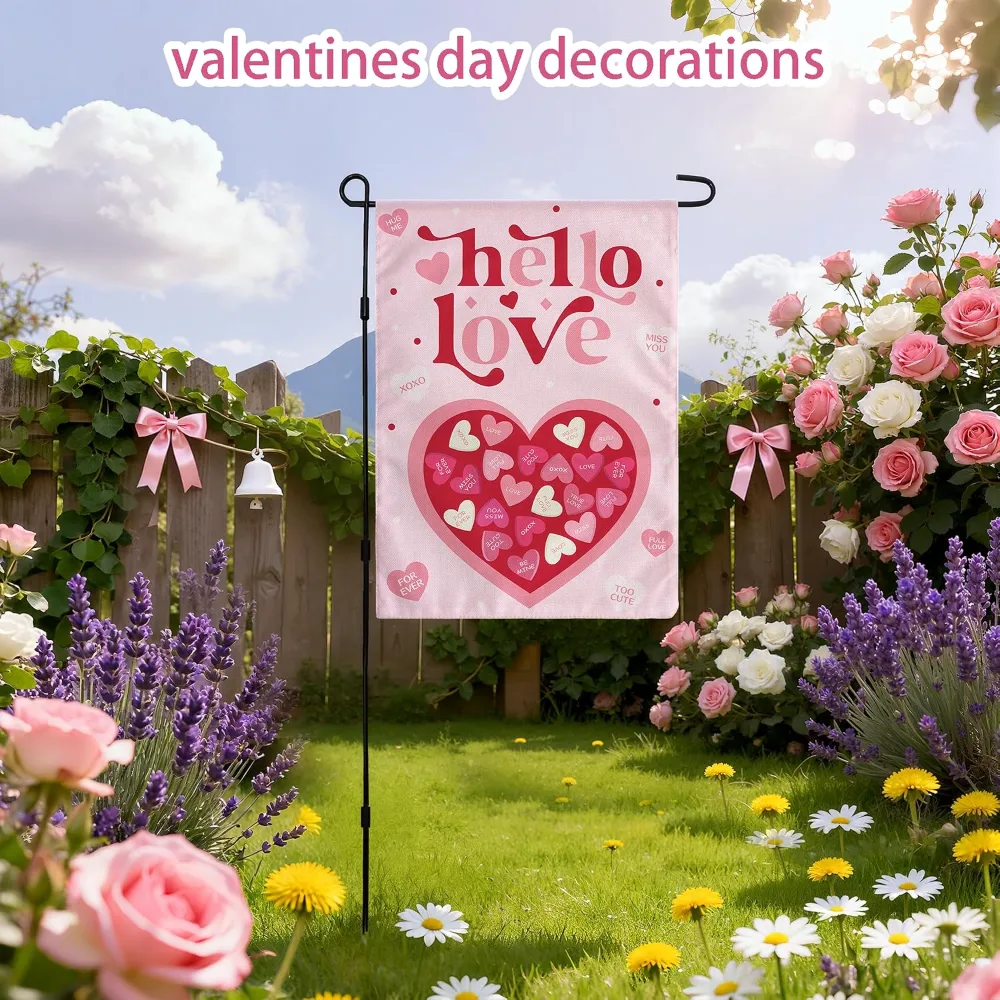 Valentines Day Decorations Heart Love Welcome Garden Flag, view 6
