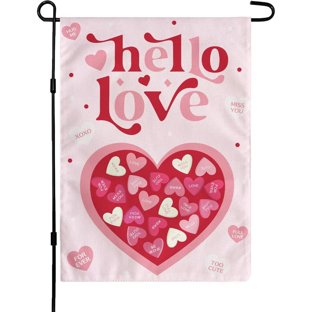 Valentines Day Decorations Heart Love Welcome Garden Flag