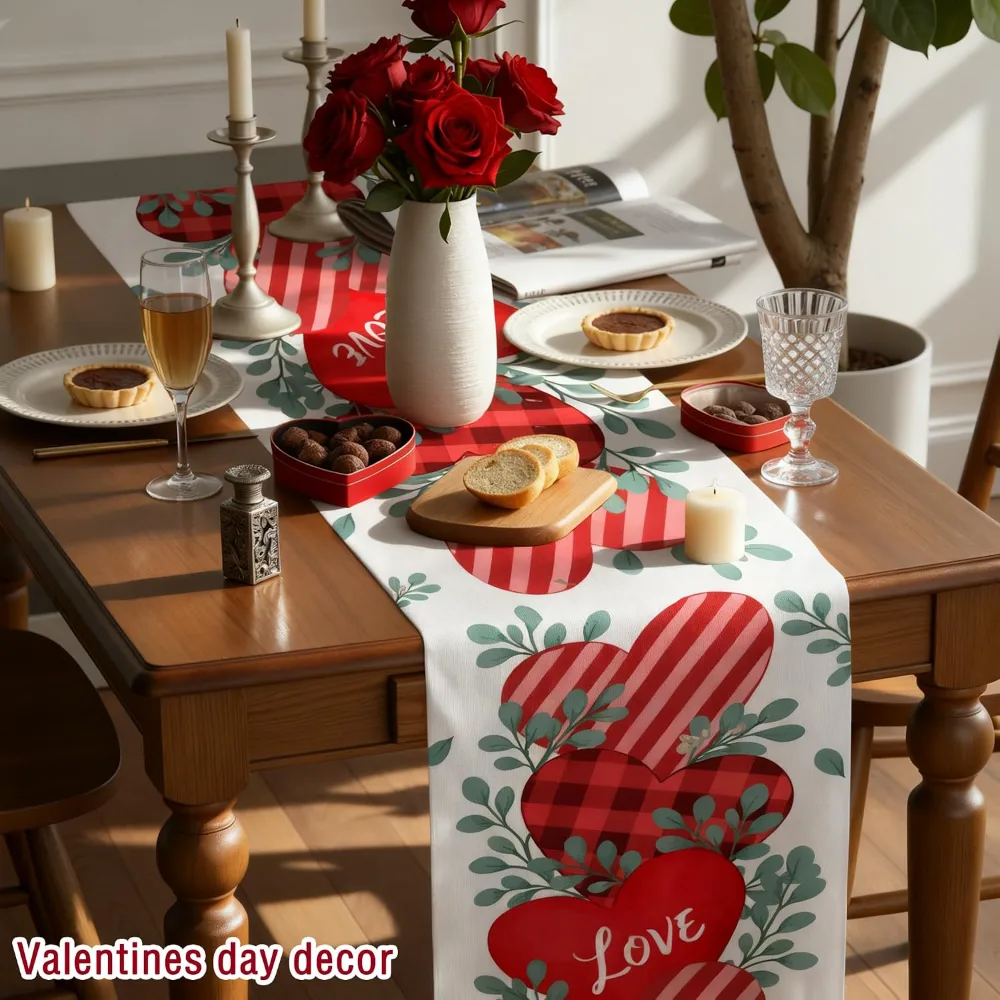 Valentines Day Decorations Heart Table Runner, view 3