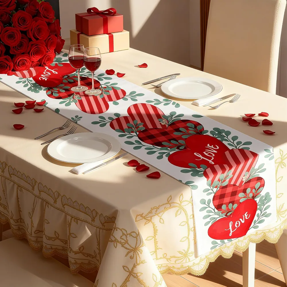 Valentines Day Decorations Heart Table Runner, view 4