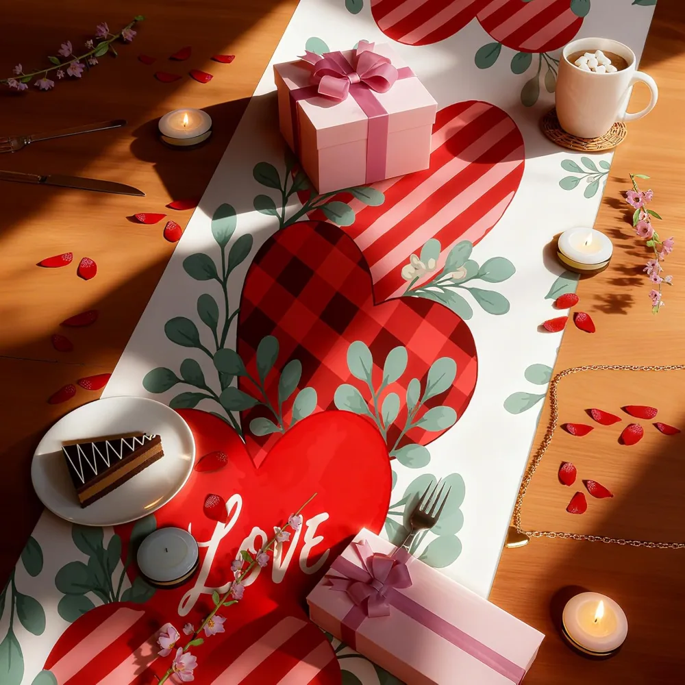 Valentines Day Decorations Heart Table Runner, view 5