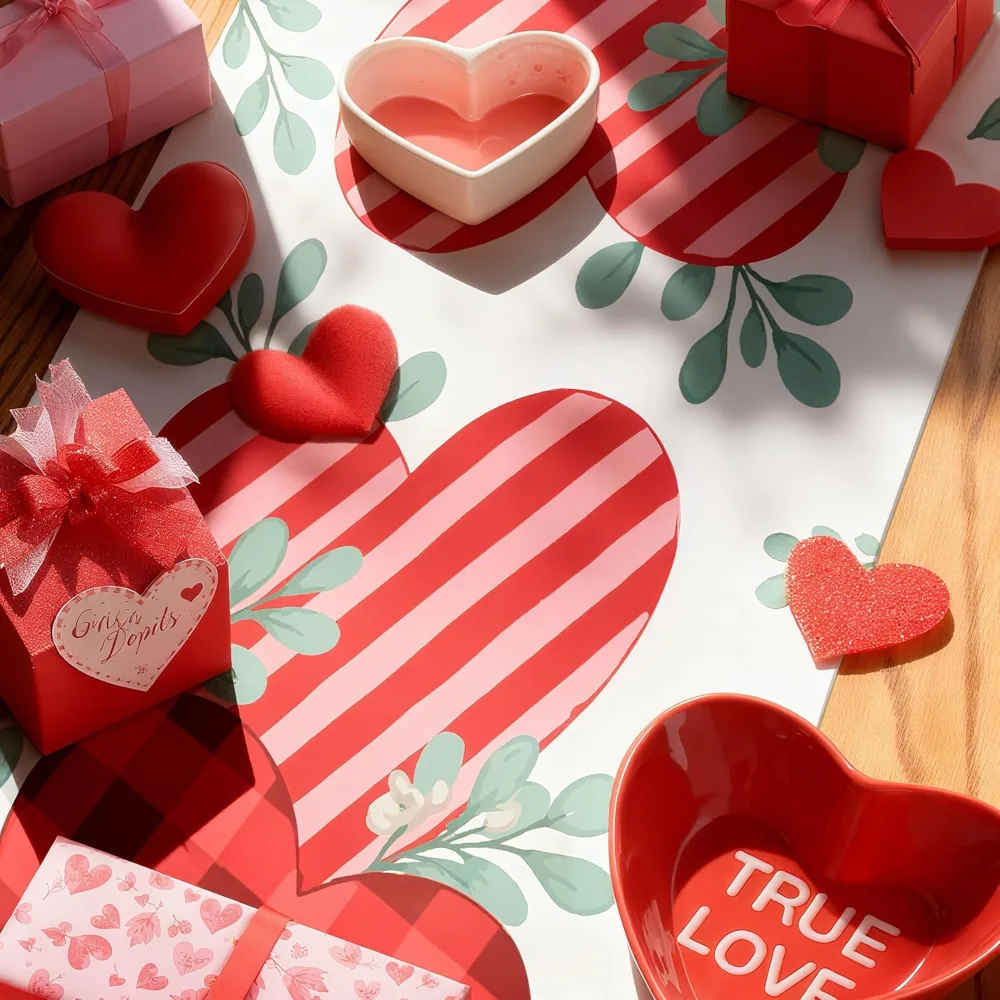 Valentines Day Decorations Heart Table Runner, view 6