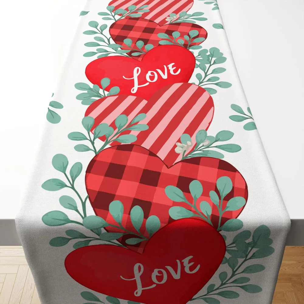 Valentines Day Decorations Heart Table Runner