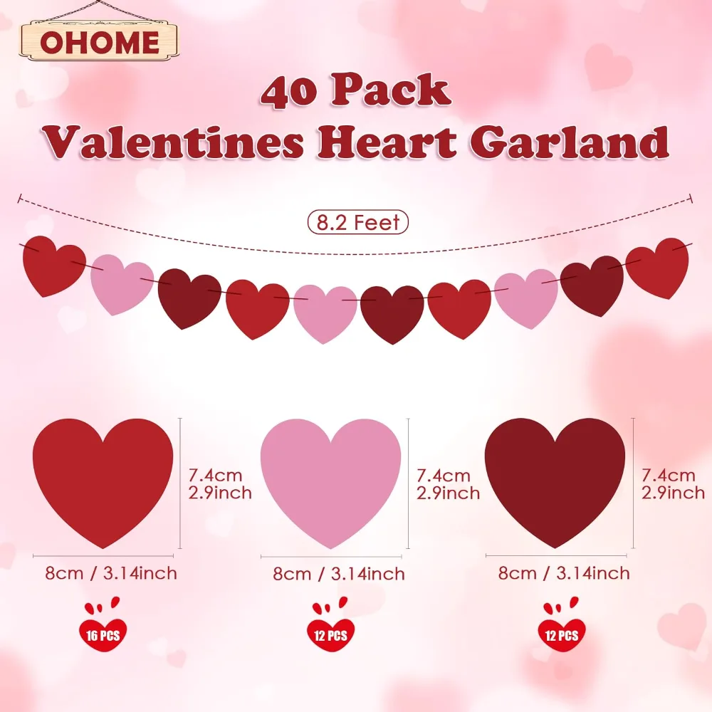 Valentines Day Decorations Heart Valentines Garland, view 2
