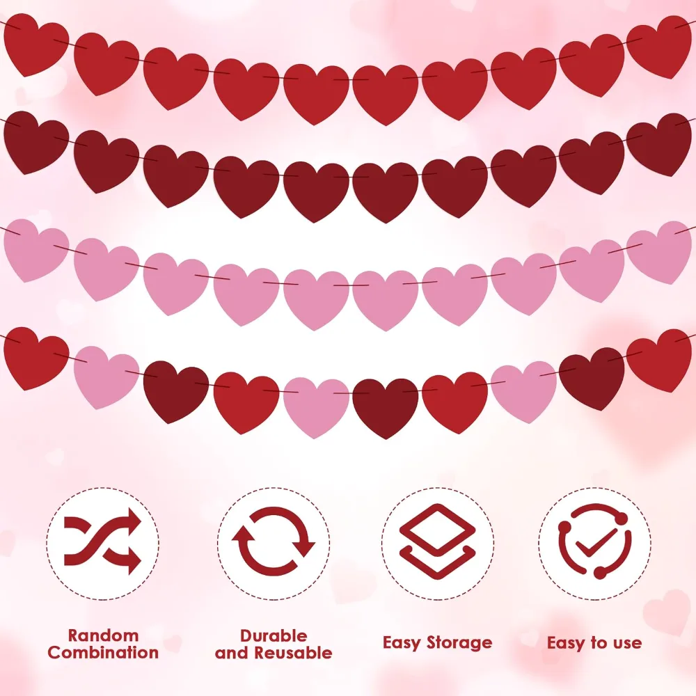 Valentines Day Decorations Heart Valentines Garland, view 3