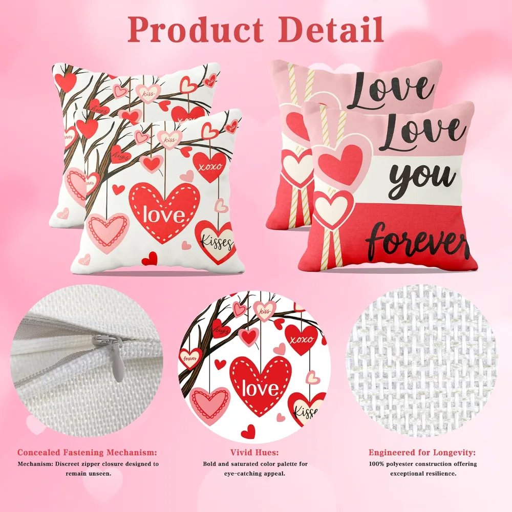 Valentines Day Decorations -Valentine's Pillows Covers 18x18, view 3