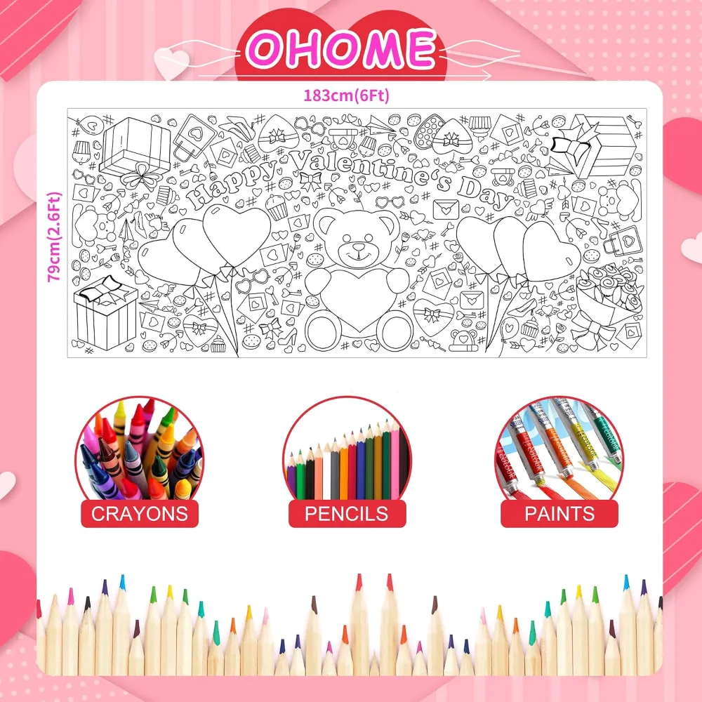 Valentines Giant Coloring Poster/Tablecloth-Valentines Day, view 2