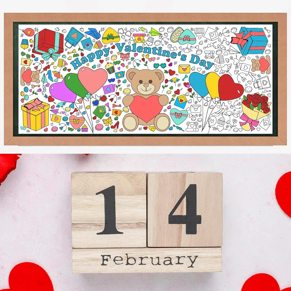 Valentines Giant Coloring Poster/Tablecloth-Valentines Day, view 3