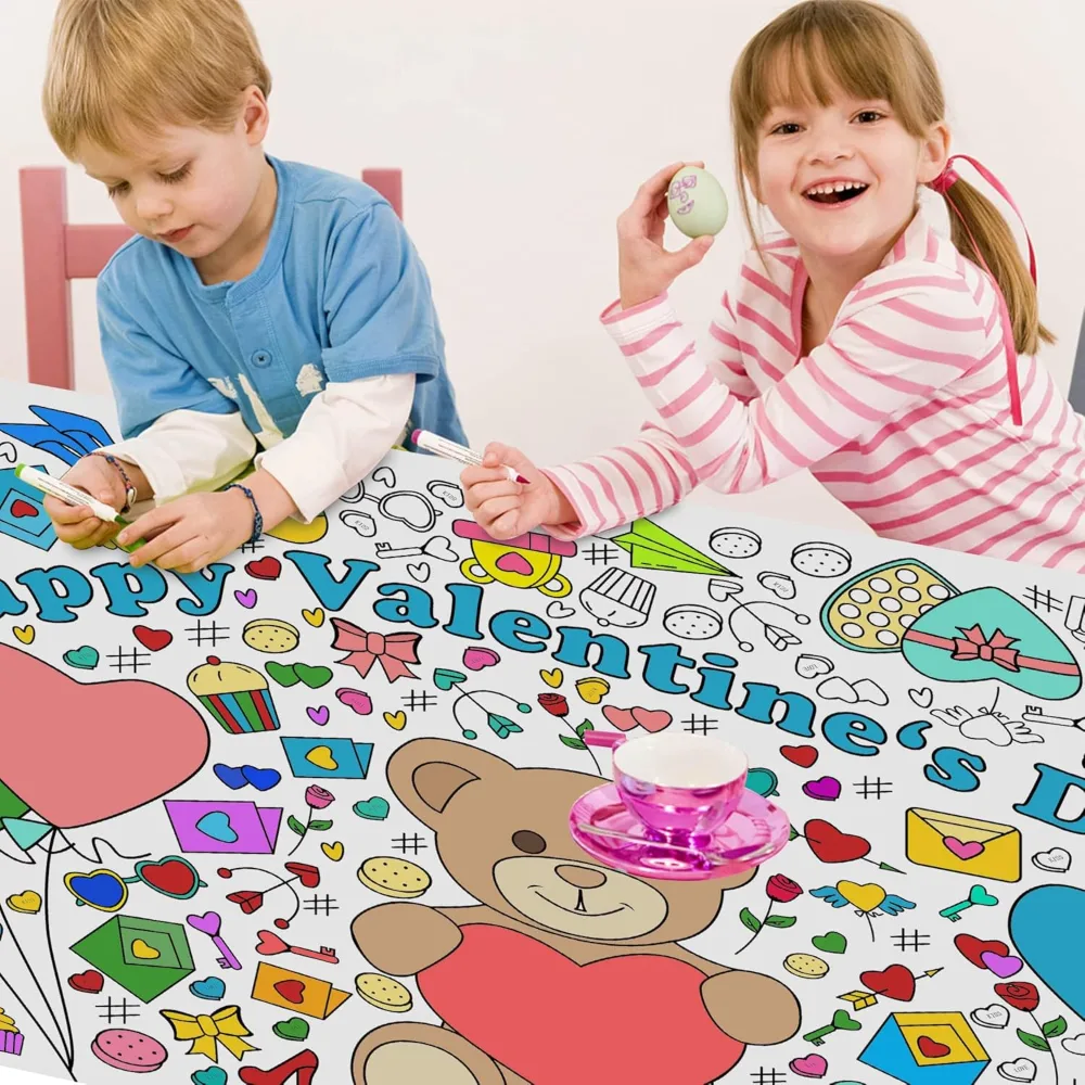 Valentines Giant Coloring Poster/Tablecloth-Valentines Day, view 5