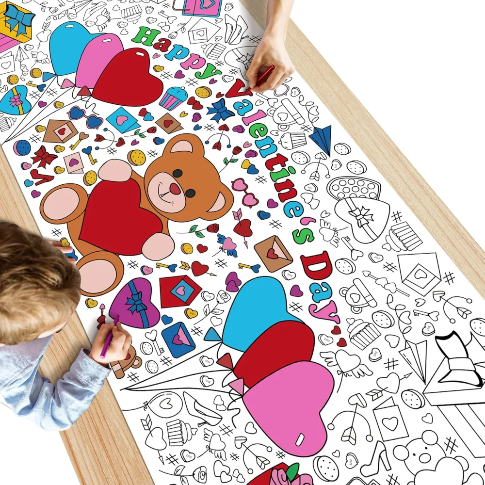 Valentines Giant Coloring Poster/Tablecloth-Valentines Day, view 6