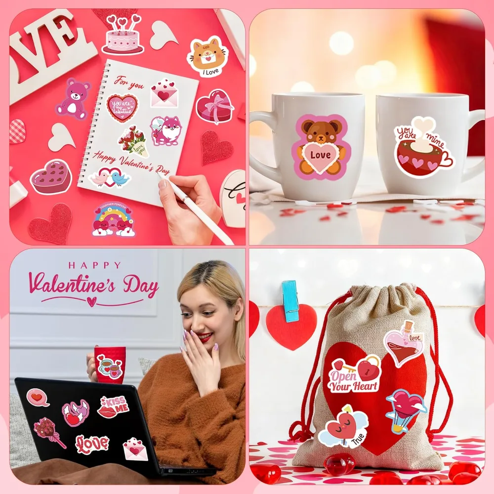Valentines Stickers 100 PCS Heart Stickers for Kids Classroom, view 5