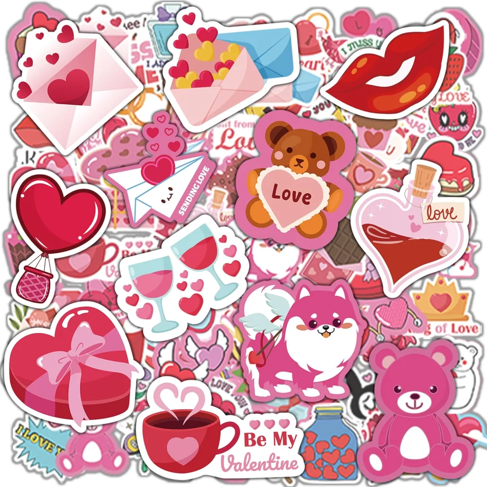 Valentines Stickers 100 PCS Heart Stickers for Kids Classroom