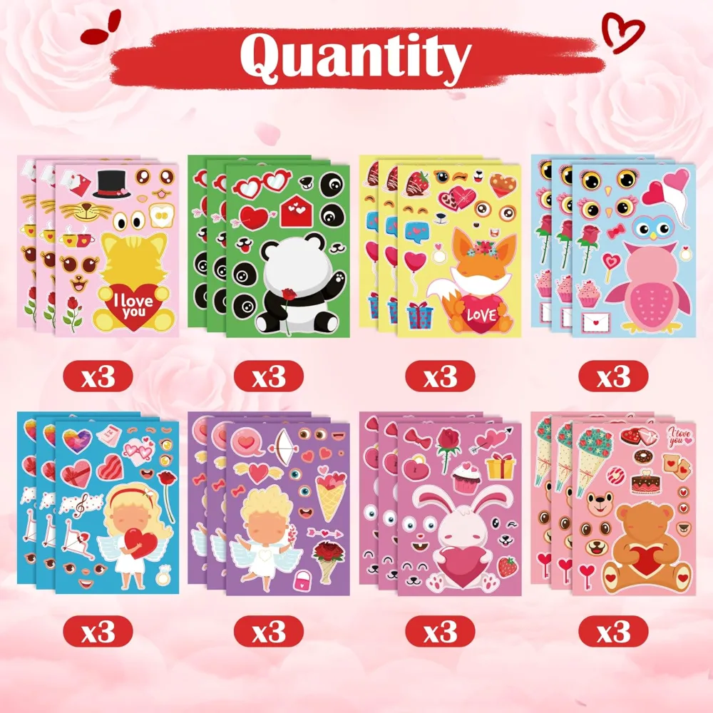 Valentines Stickers Valentines Day Gifts for Kids School, view 3