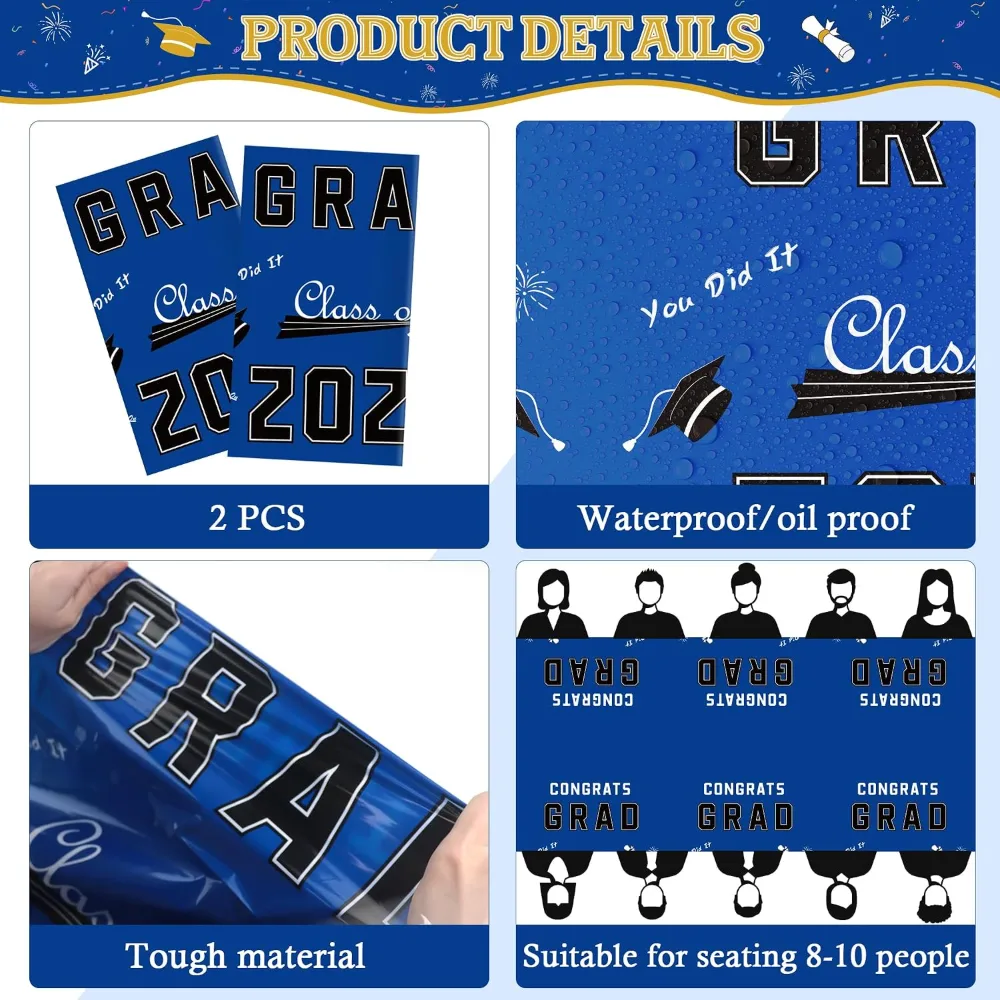 White and Gold Tablecloth and Graduation Tablecloth, view 4