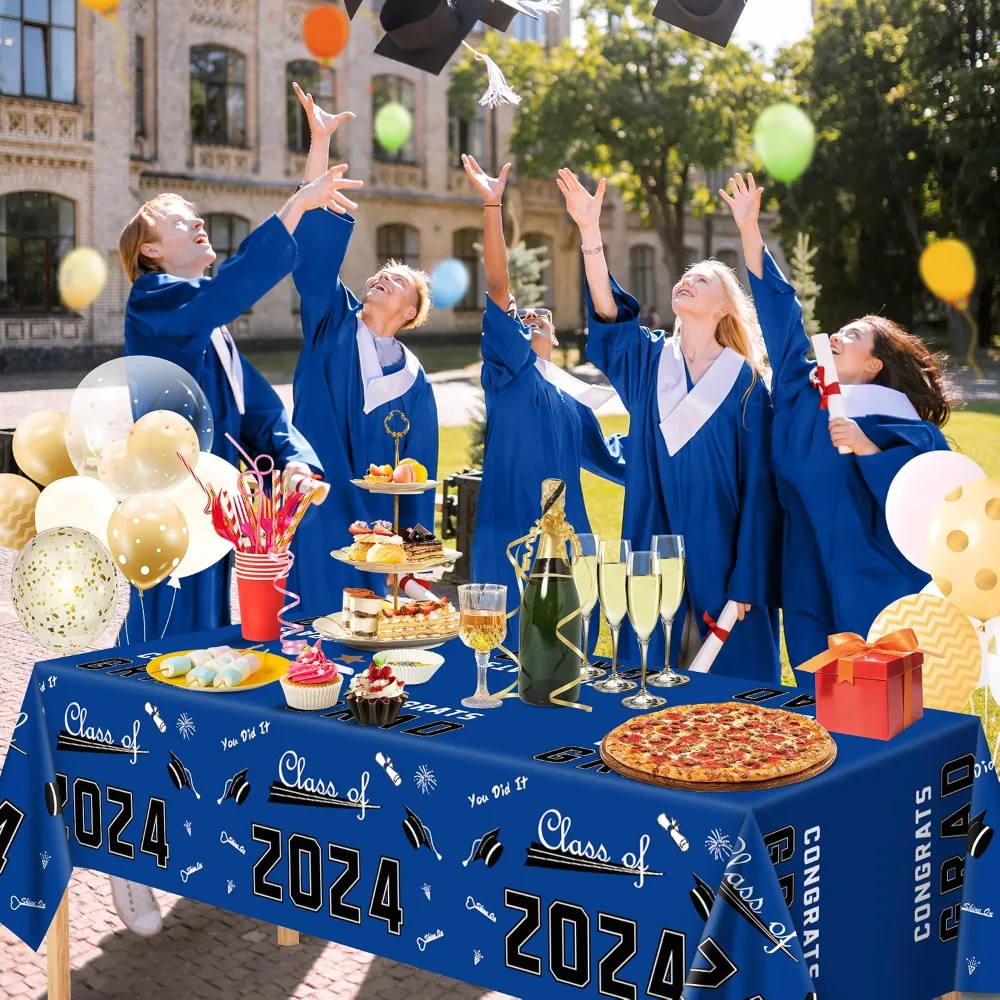 White and Gold Tablecloth and Graduation Tablecloth, view 6