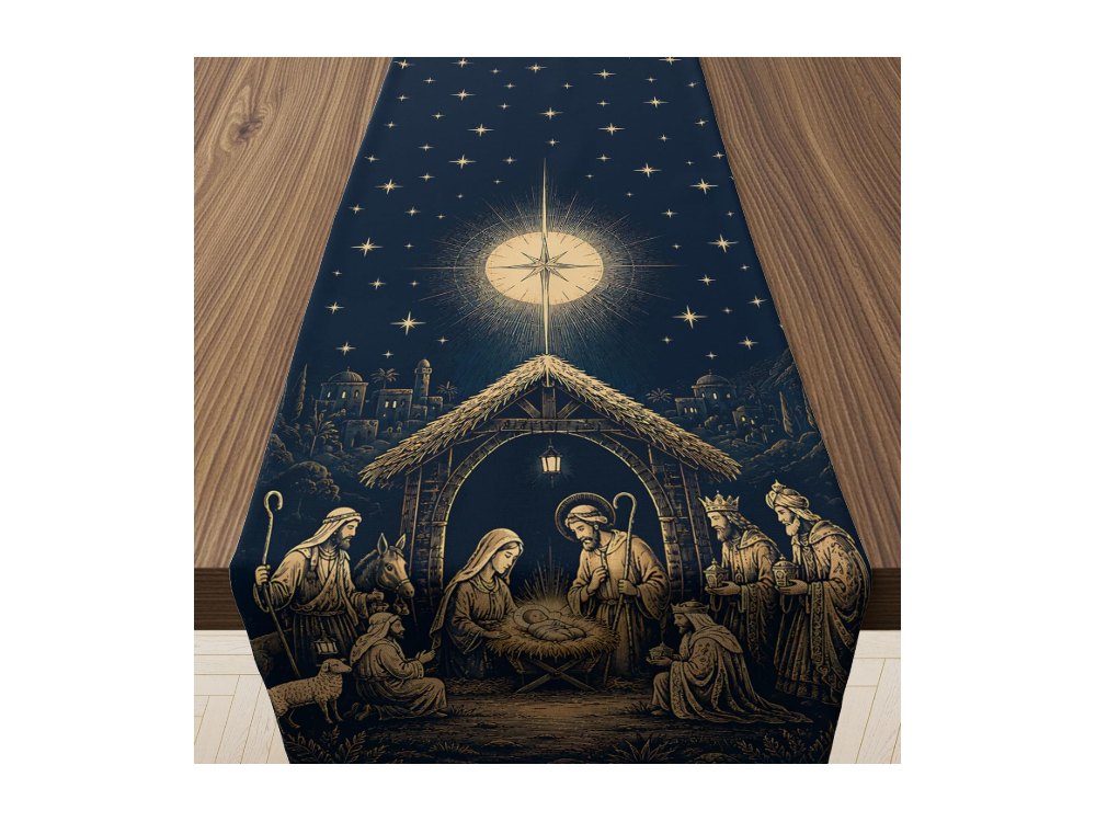 Christmas Decorations Holy Night Nativity Table Runner