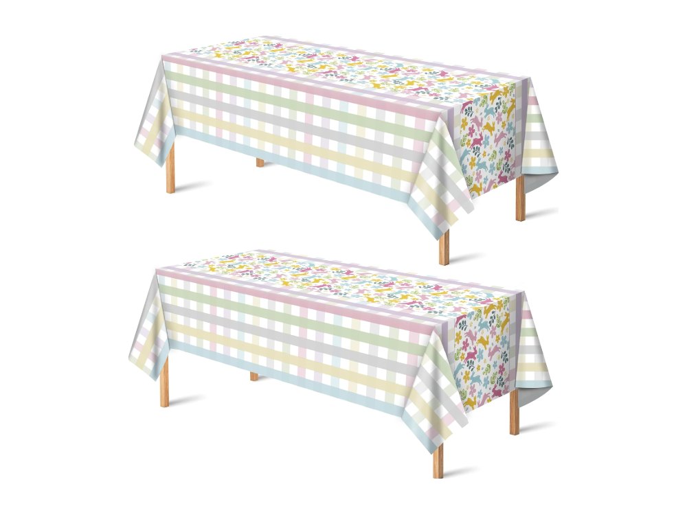 Easter Decorations Rabbit Eggs Disposable Plastic Tablecloth