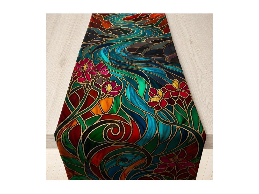 Fall Decor Stained Glass Table Runner