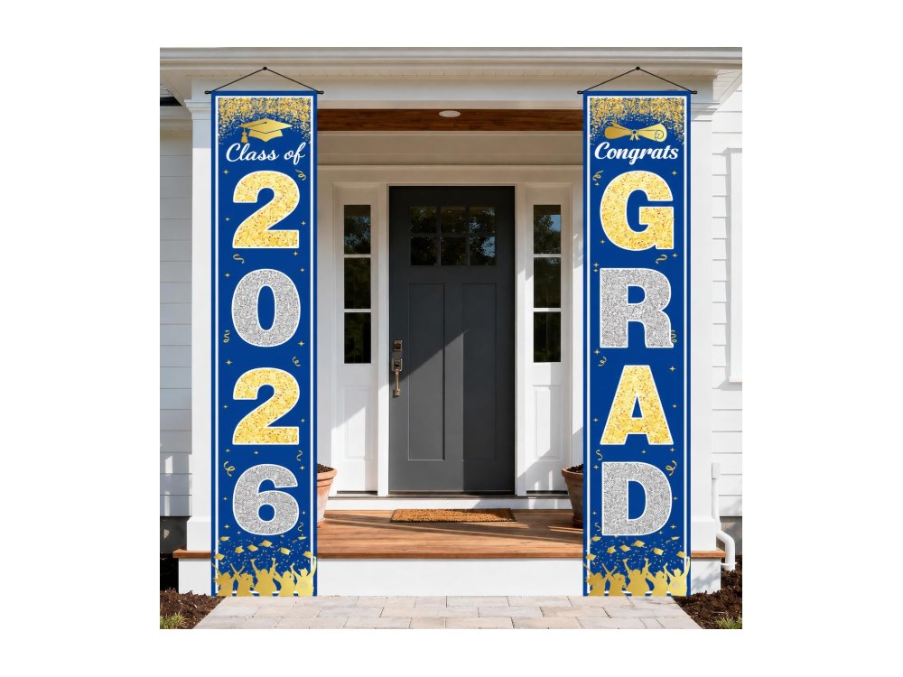 Graduation Decorations 2026 2027- Blue Gold Congrats Grad
