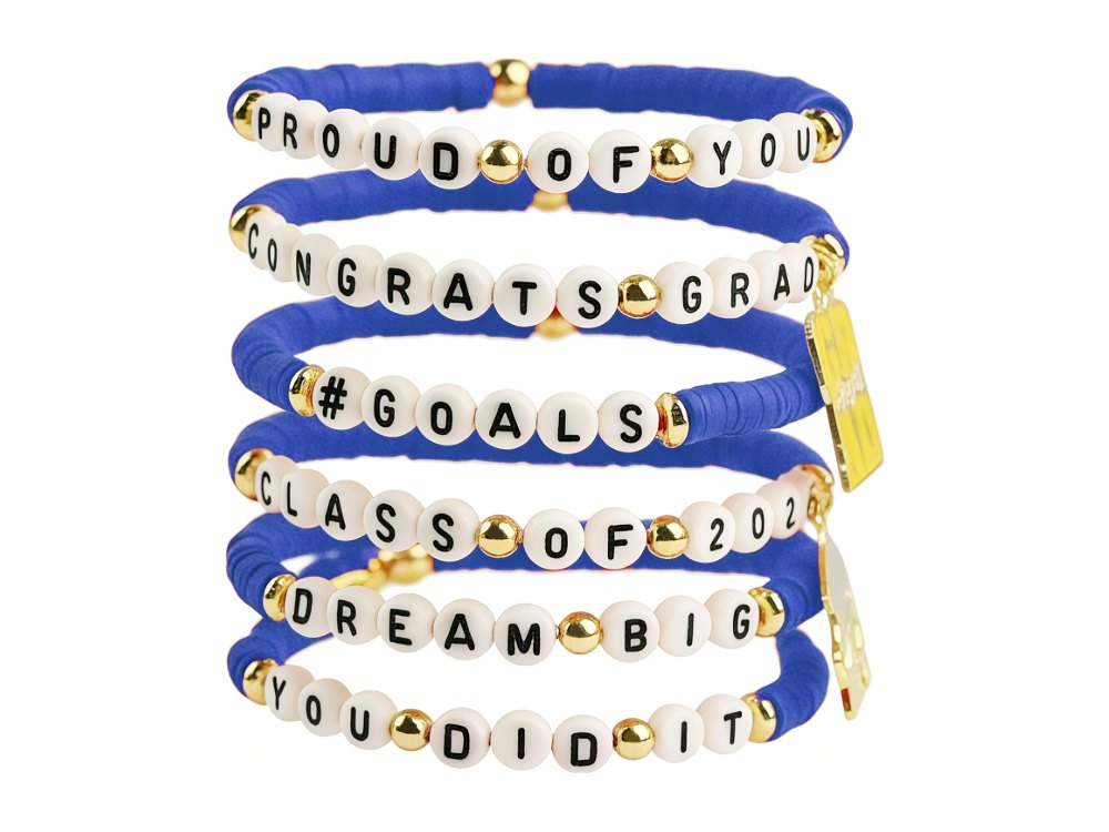 Graduation Gifts 6 Pack Blue Graduation Bracelets for Her