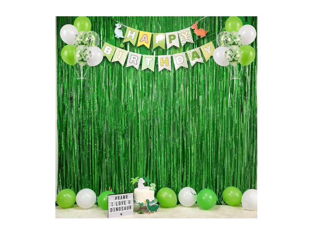 Green Tinsel Backdrop Curtains