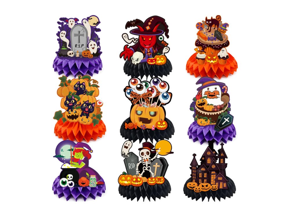 Halloween Decorations 9 PCS Pumpkin Witch Halloween Honeycomb