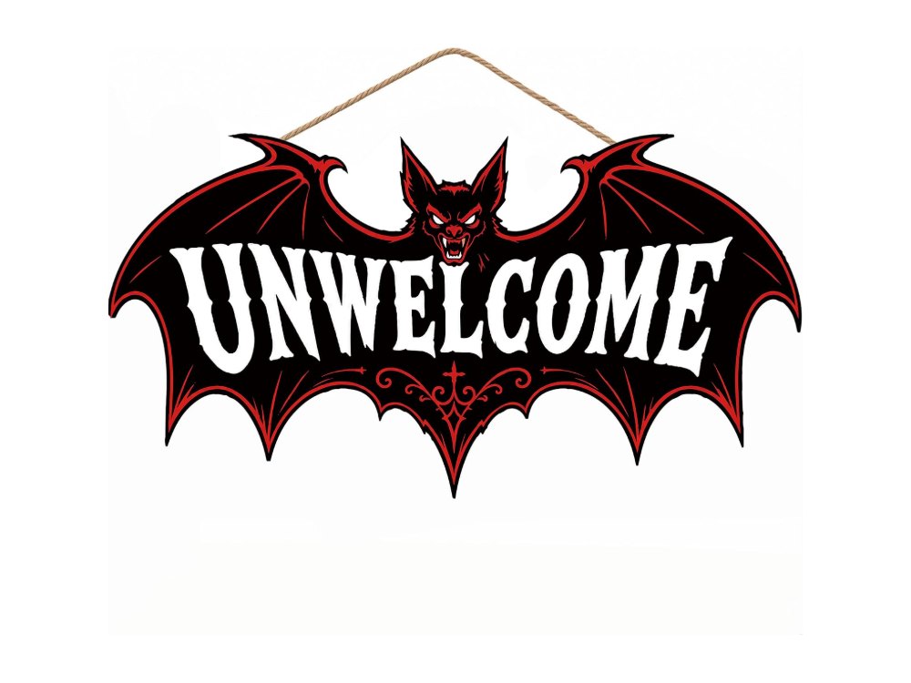 Halloween Decorations Funny Gothic Bat Wooden Sign for Front