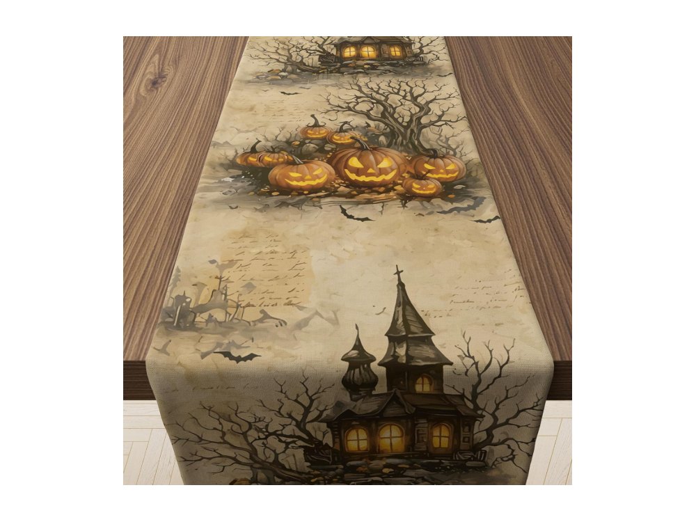 Halloween Decorations Pumpkin Castle Table Runner