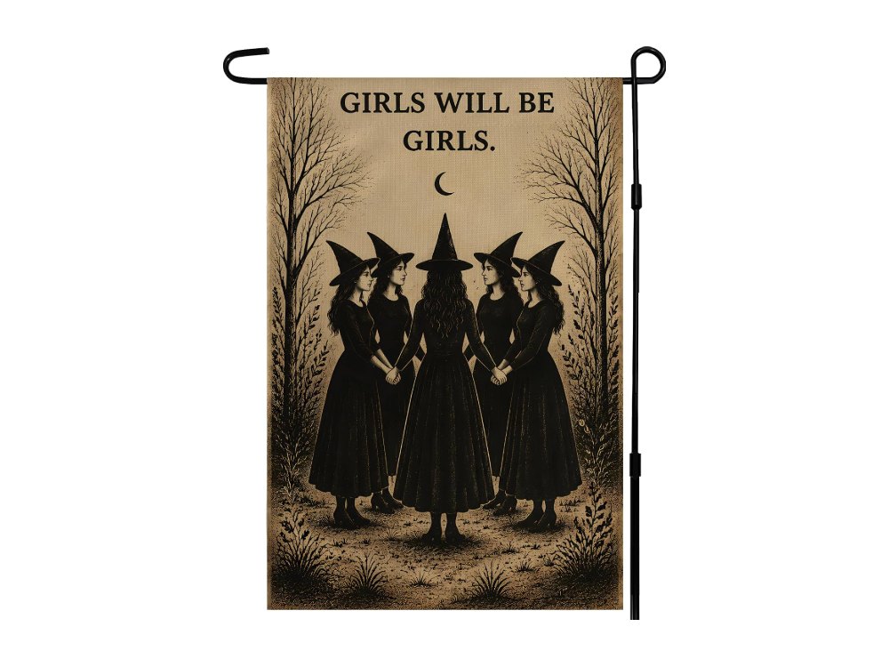 Halloween Decorations Witch GIRLS WILL BE GIRLS Garden Flag